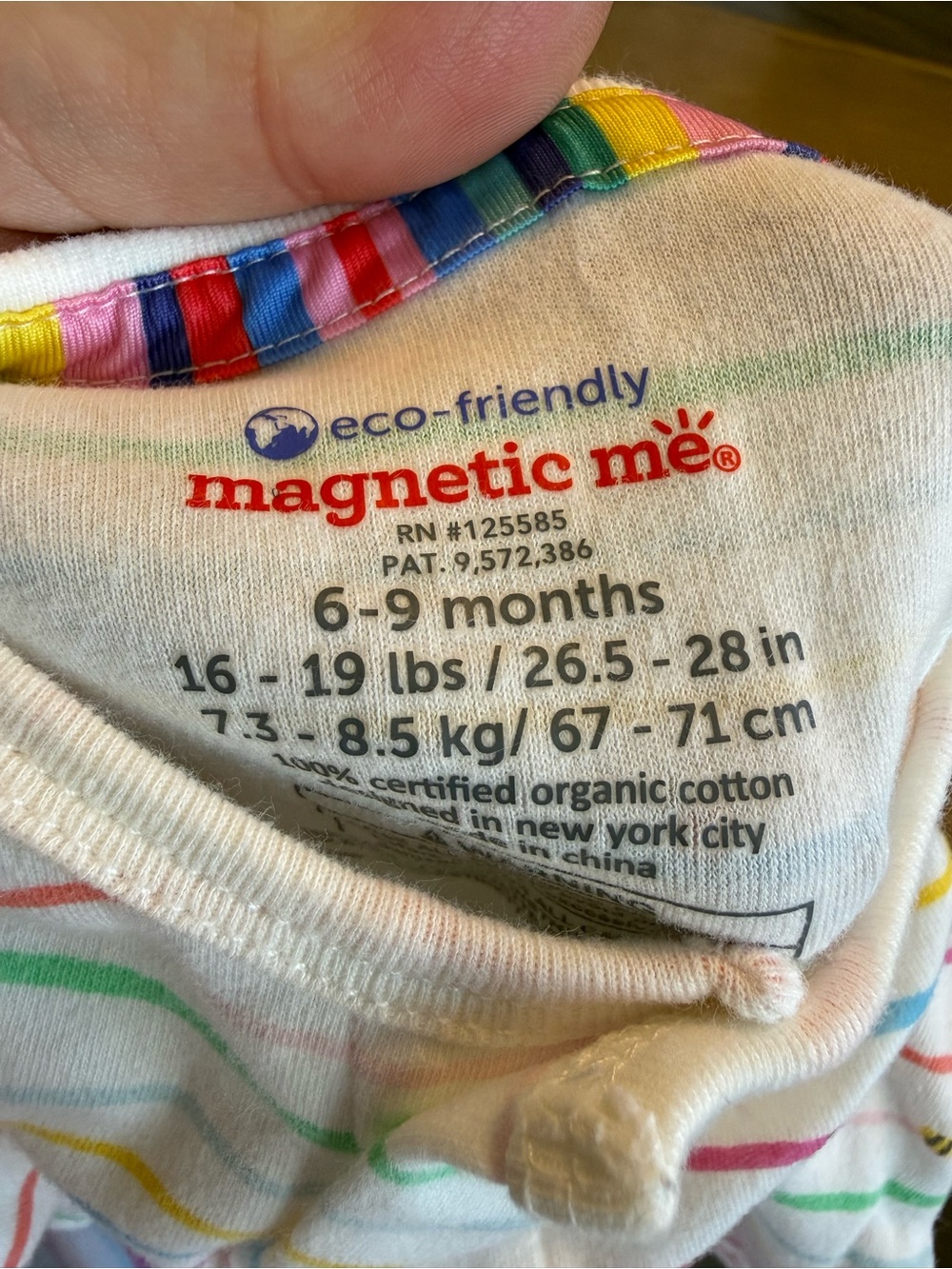 Magnetic Me Rainbow Road Organic Cotton Magnetic Footie - Picture 2 of 2